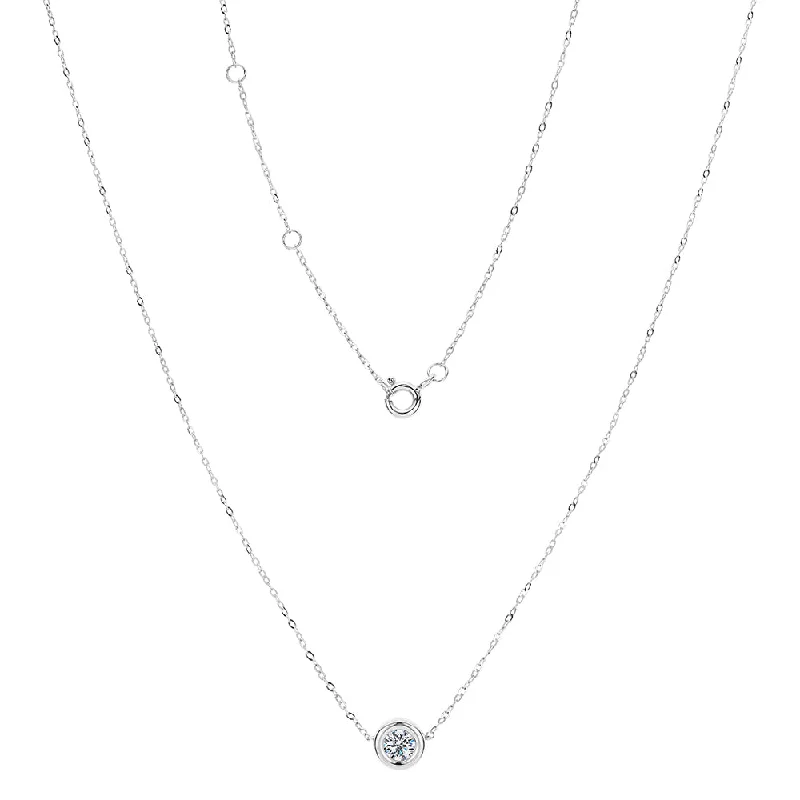 Full moon necklaces-Premium Lab-Grown Diamond, 0.50 carat round brilliant solitaire necklace in 10 carat white gold