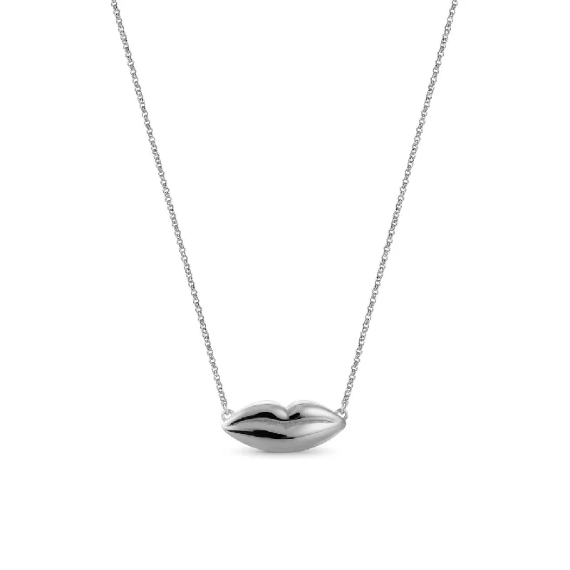 Planetary sign necklaces-Dalí Lips Necklace - Platinum Plated Silver