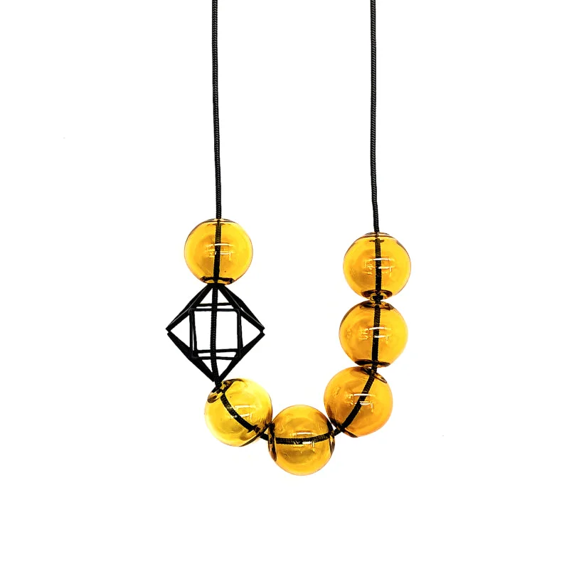 Boho woven necklaces-Hex Hex Necklace - Glass Amber