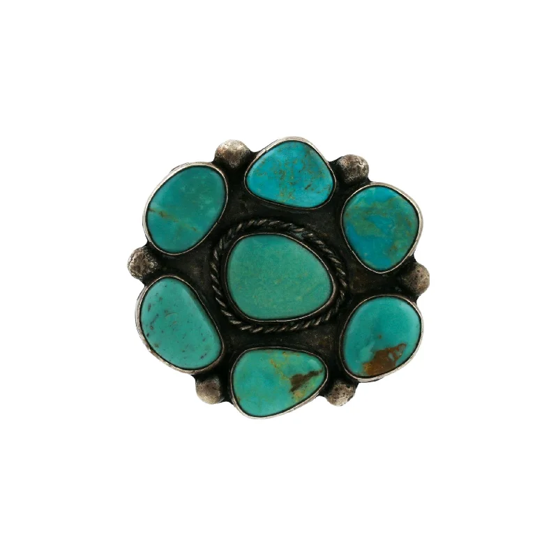 Shimmering druzy brooches-Old Stock 1960's "Herman Hoskie" Navajo Brooch Pin