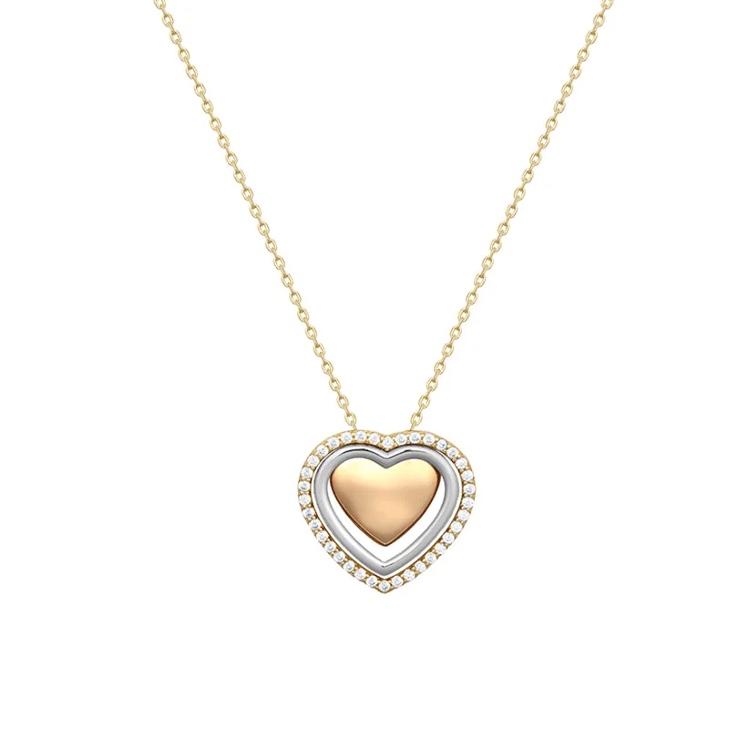 Coiled wire necklaces-New 9ct Gold Three Colour Heart Necklace