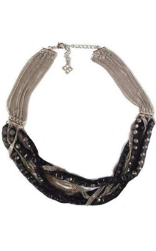 Soft shape necklaces-Braided Silver Multiple Chain Necklace