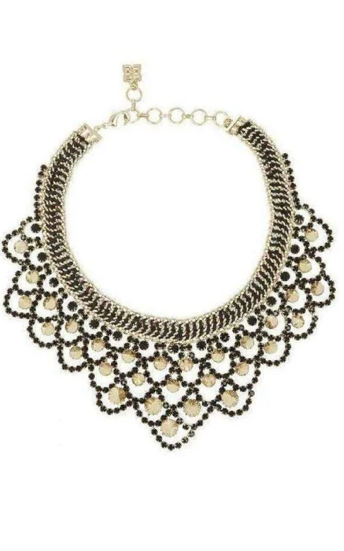 Ridged disc necklaces-Metal Spike Bib Necklace