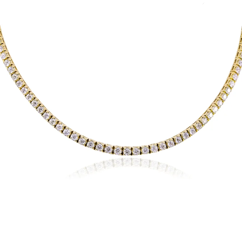 Owl feather necklaces-14K YELLOW GOLD DIAMOND TENNIS NECKLACE - 12.69CTW