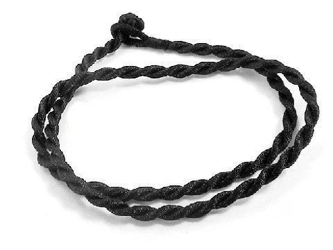 Coiled wire necklaces-Black Synthetic Faux Silk Rope Cord 17" Necklace