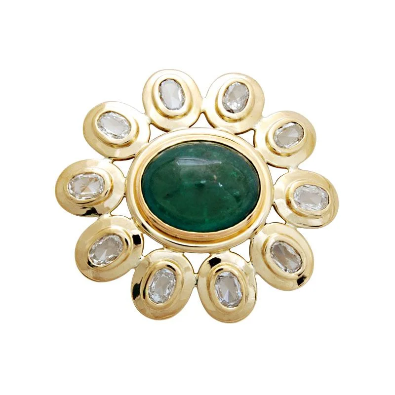 Subtle star brooches-Brooch-Emerald and Diamond  (1696C)