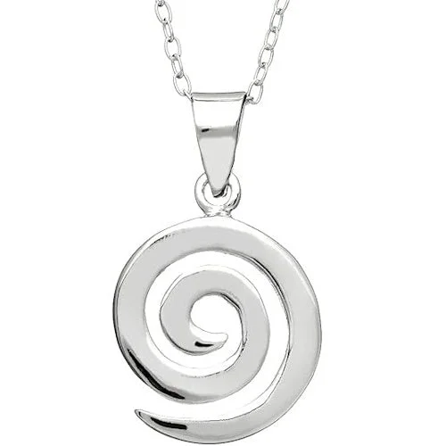 Shining crystal necklaces-Irish 925 Sterling Silver Celtic Spiral Pendant Necklace - 18" Chain