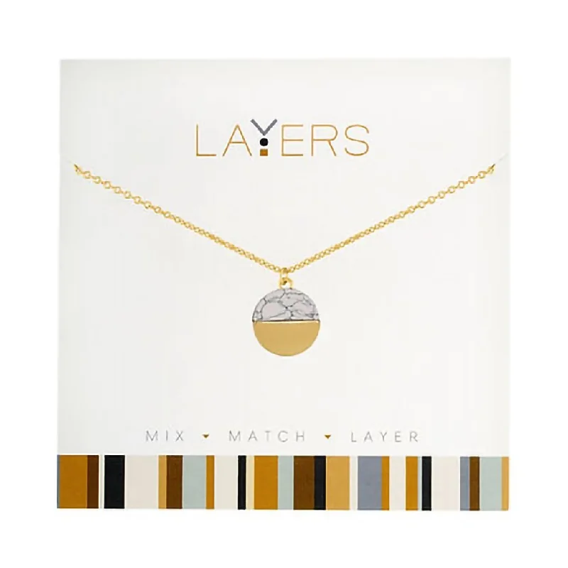 Rope weave necklaces-Center Court : Gold Circle Granite Layers Necklace