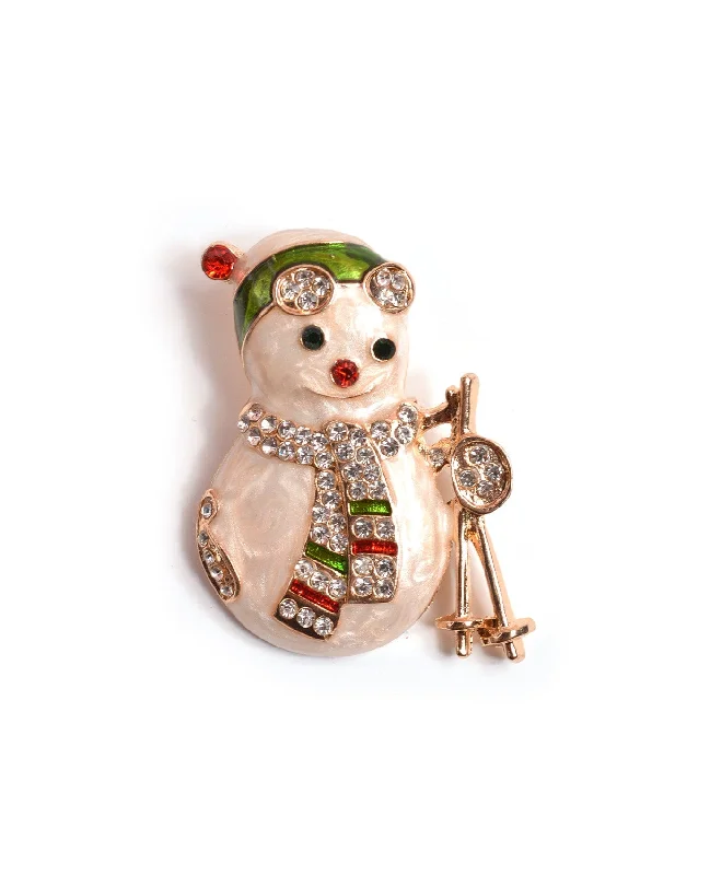 Floating gem brooches-Snowman Brooch