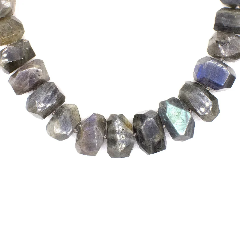 Sapphire pendant necklaces-Vintage 900 Carat Genuine Malagasy Labradorite Knotted Necklace