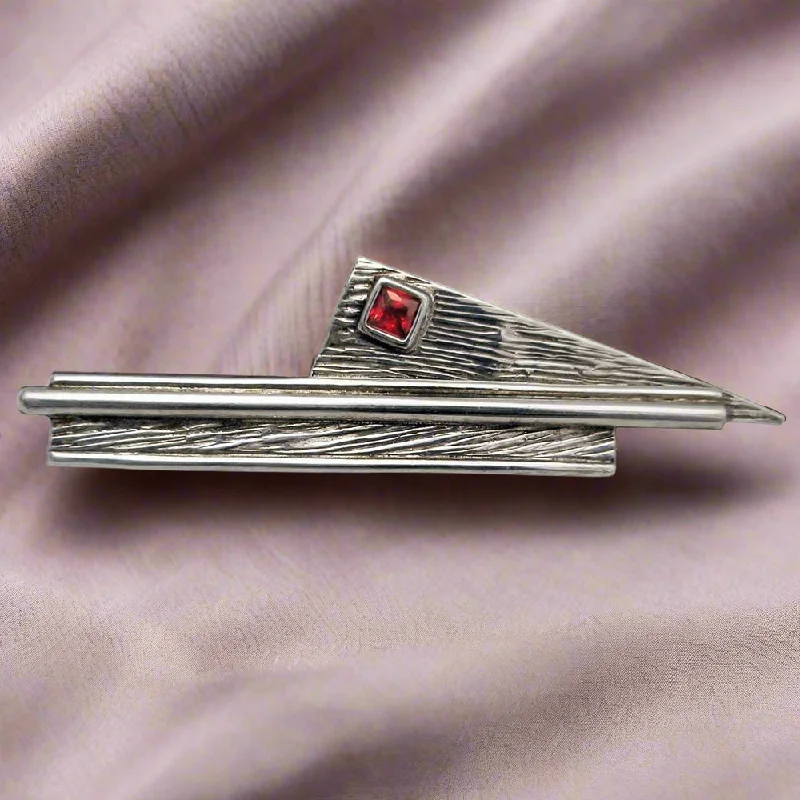 Driftwood brooches-Greek Traditional Brooch in Sterling silver with Zircon (K-31)