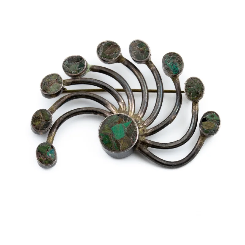 Lotus brooches-Spindly 1970's Taxco Brooch