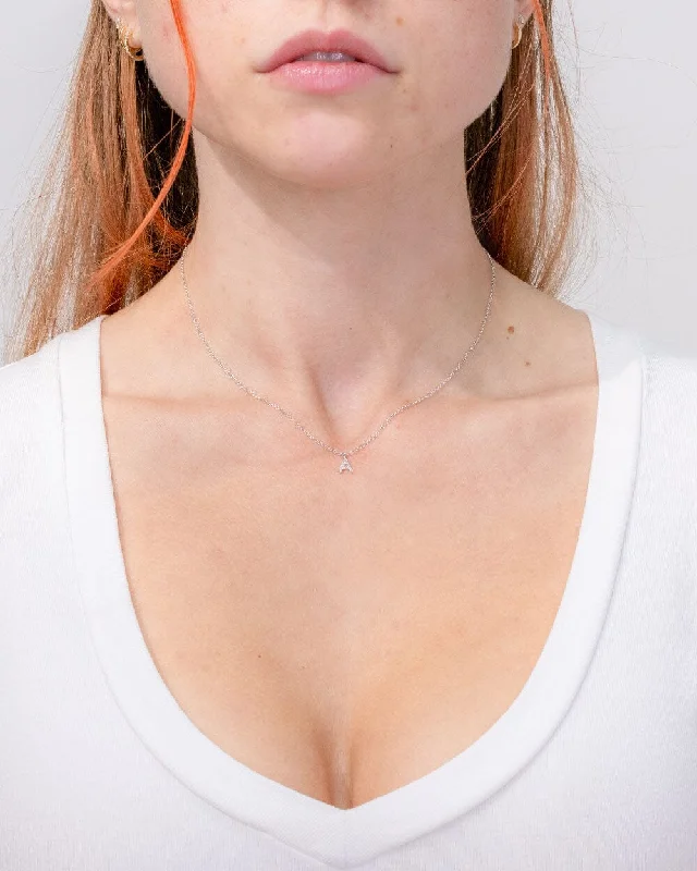 Burnished bronze necklaces-Initial Pavé Diamond Necklace