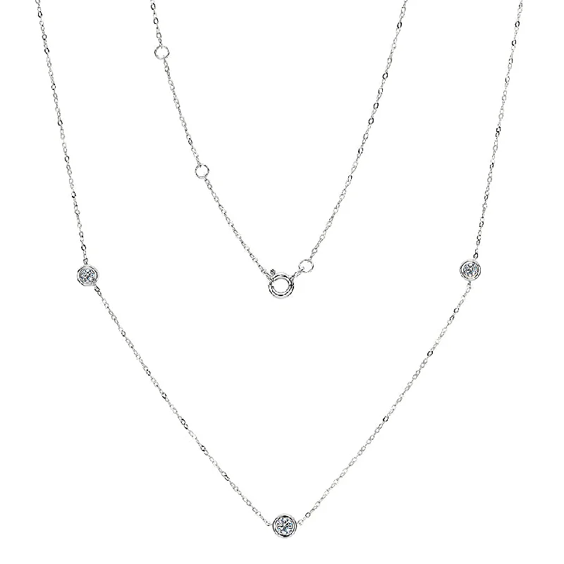 Shining crystal necklaces-Premium Lab-Grown Diamond, 0.25 carat TW round brilliant necklace in 10 carat white gold