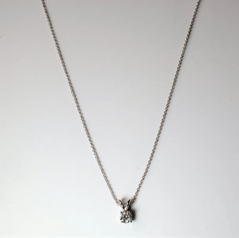 Vertical bar necklaces-Solitaire Diamond Pendant Necklace | 0.46ct | 18" |