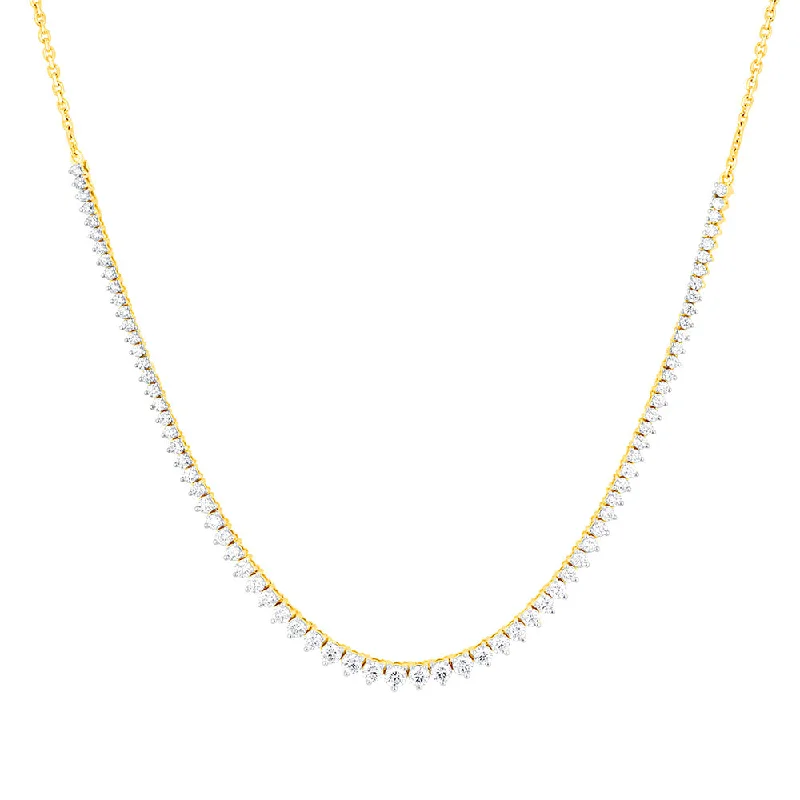 Vibrant enamel necklaces-Luminesce Lab Grown 10ct Yellow Gold 3 Carat Diamond Tennis Necklace