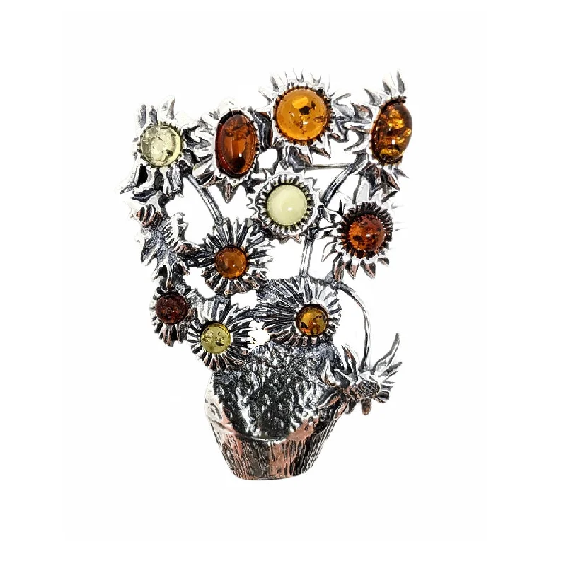 Prism star brooches-Van Gogh Amber Sunflower Brooch