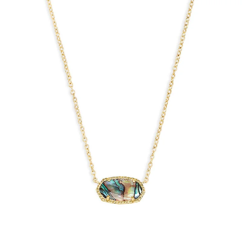 Swinging gem necklaces-Kendra Scott : Elisa Gold Pendant Necklace in Abalone Shell