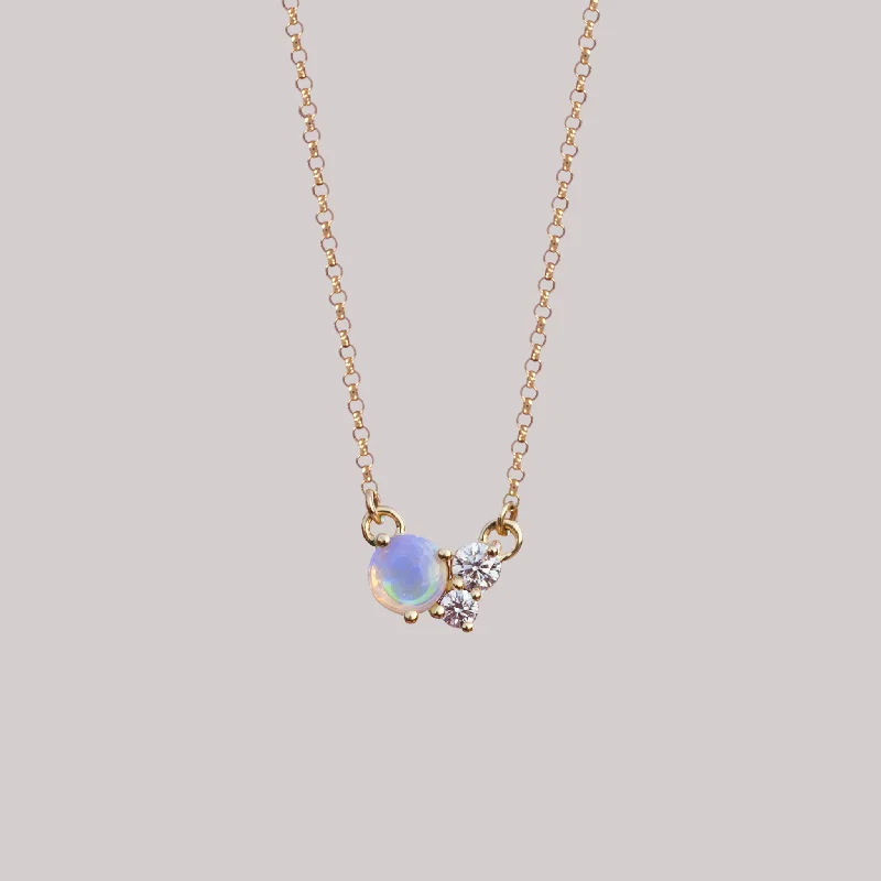 Four-layer necklaces-GOLDEN AURORA — Diamond and Opal Necklace