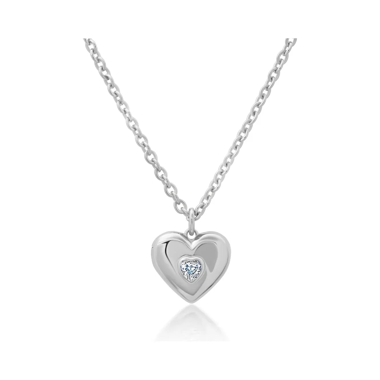 Ridged disc necklaces-CRISLU Adore Bubble Heart Necklace in Silver