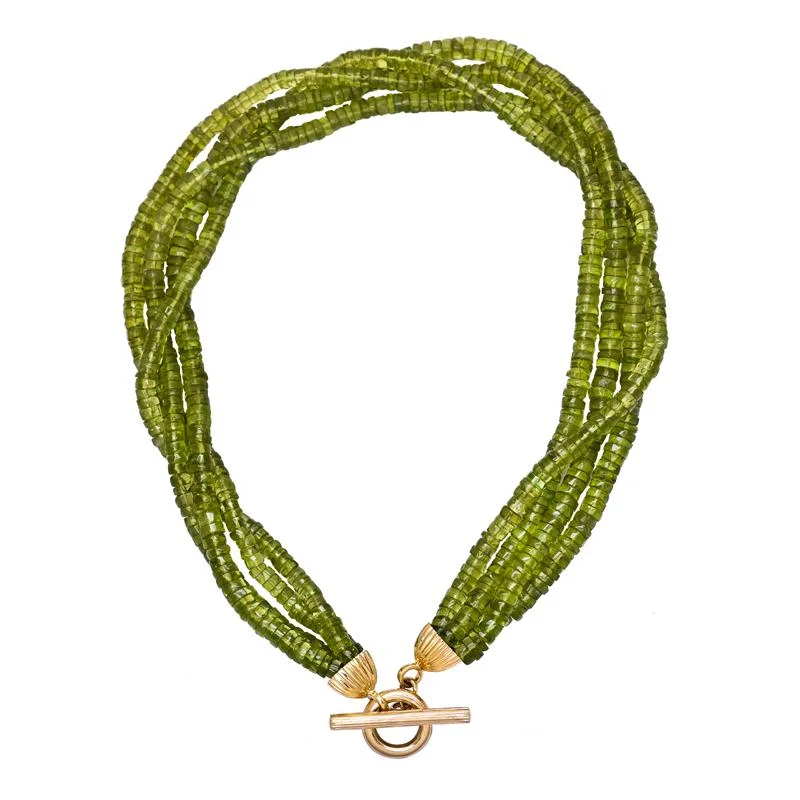 Box clasp necklaces-Toggle Necklace - Peridot and Diamond