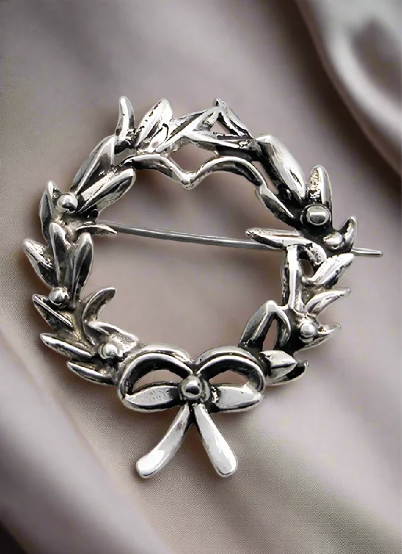 Seraph wing brooches-Kotinos Olive leaf Wreath brooch in Sterling Silver (K-21)