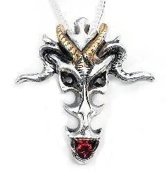 Solar charm necklaces-Gothic Silver-Plated Pewter Talisman Dragon Skull Pendant Necklace