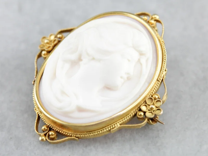 Planetary pin brooches-Antique Pink Cameo Brooch or Pendant