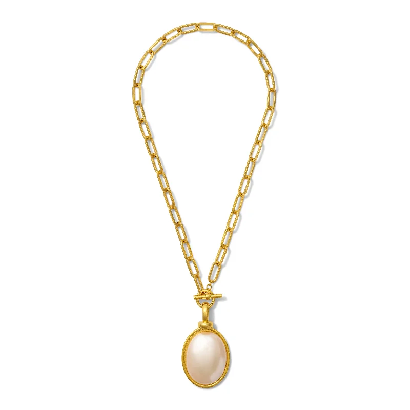 Tie-back necklaces-Necklace - Gloria V. Pendant in White pearl