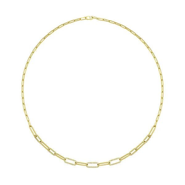 Tourmaline necklaces-1/2 Ctw Diamond Paperclip Necklace in 14 Karat Yellow Gold