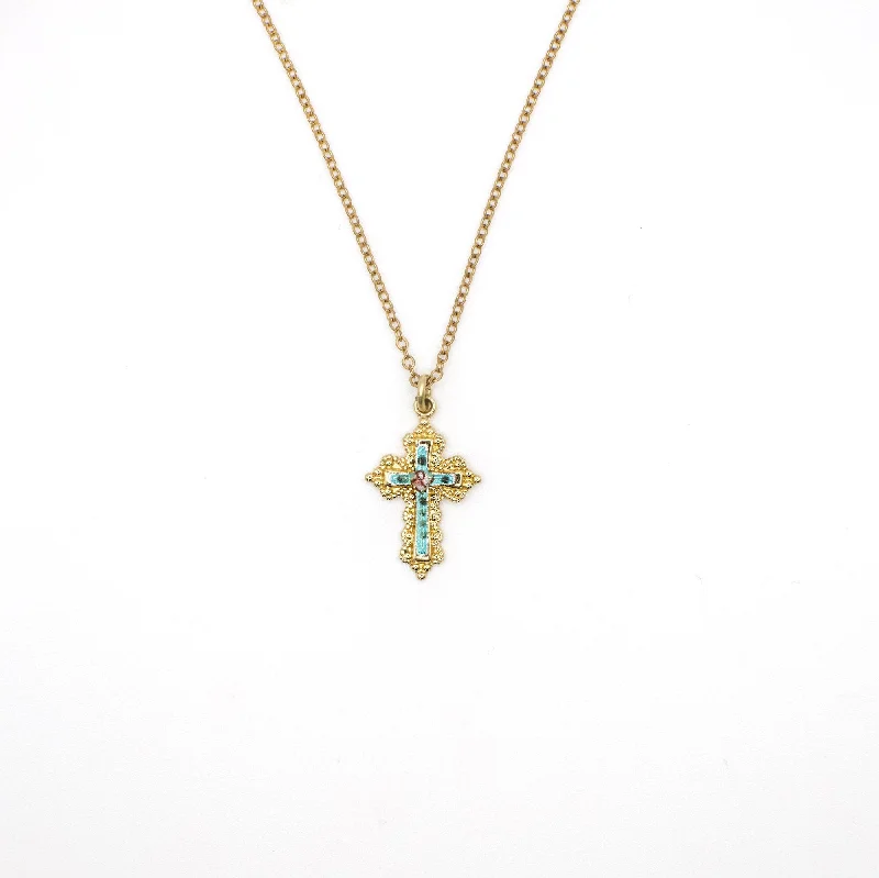 Subtle gem necklaces-Vintage 14K Gold Filled Cross Pendant Necklace