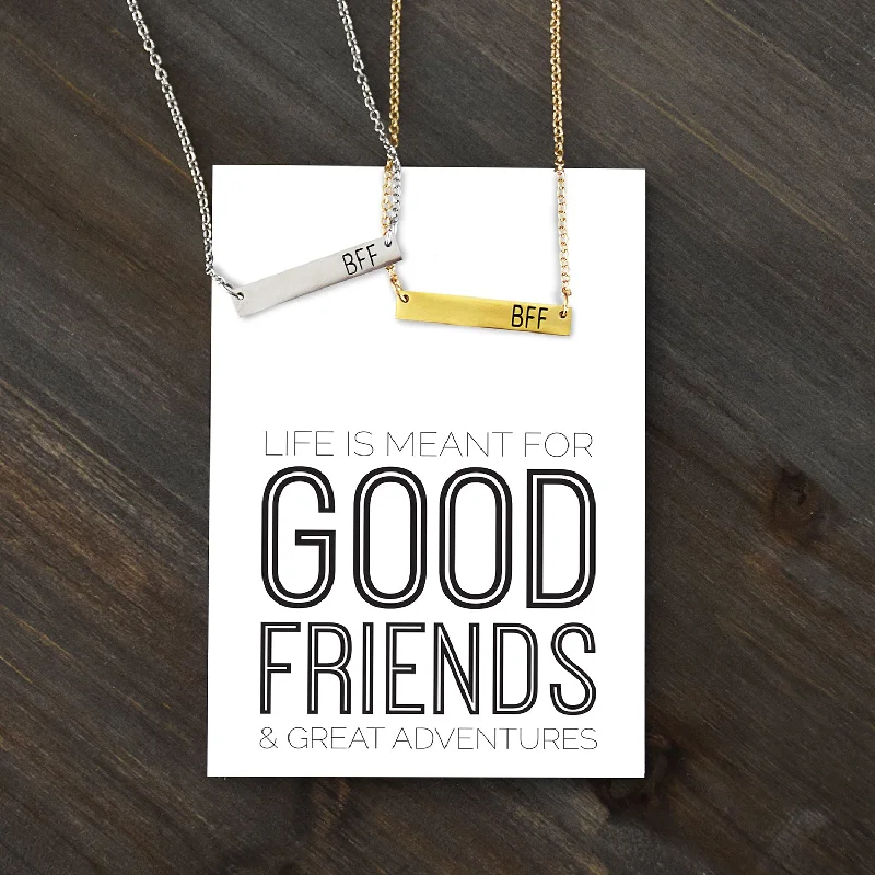 Full moon necklaces-BFF Bar Necklace - Good Friends Necklace set (Includes 2 bar necklaces)