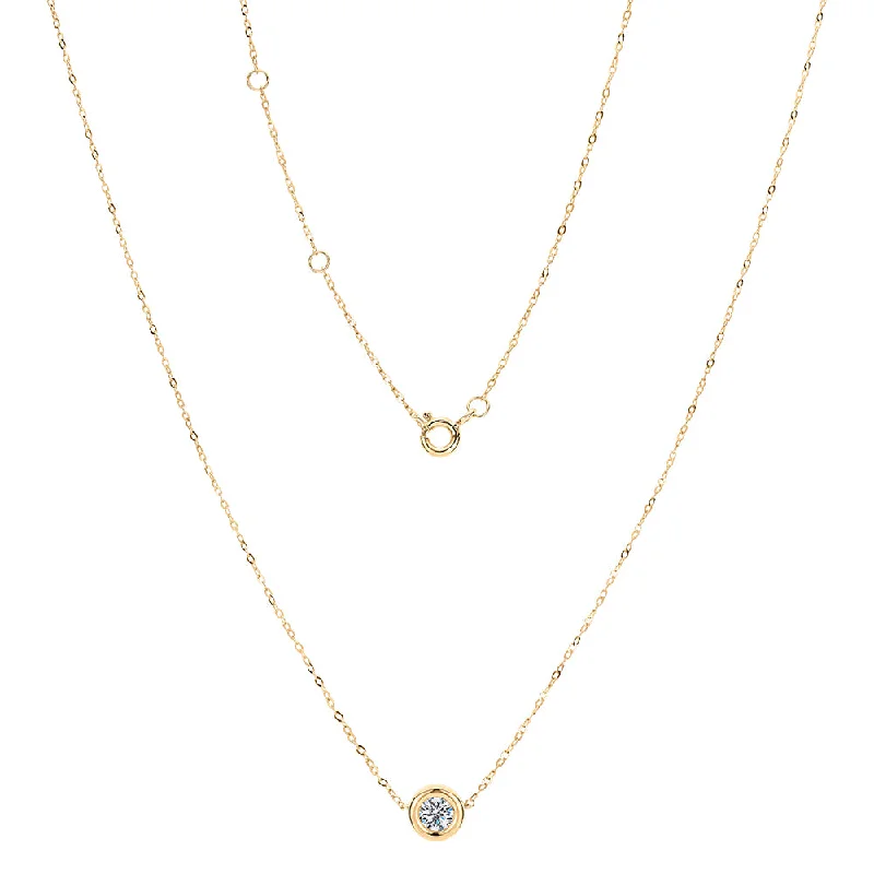 Box clasp necklaces-Premium Lab-Grown Diamond, 0.50 carat round brilliant solitaire necklace in 10 carat yellow gold