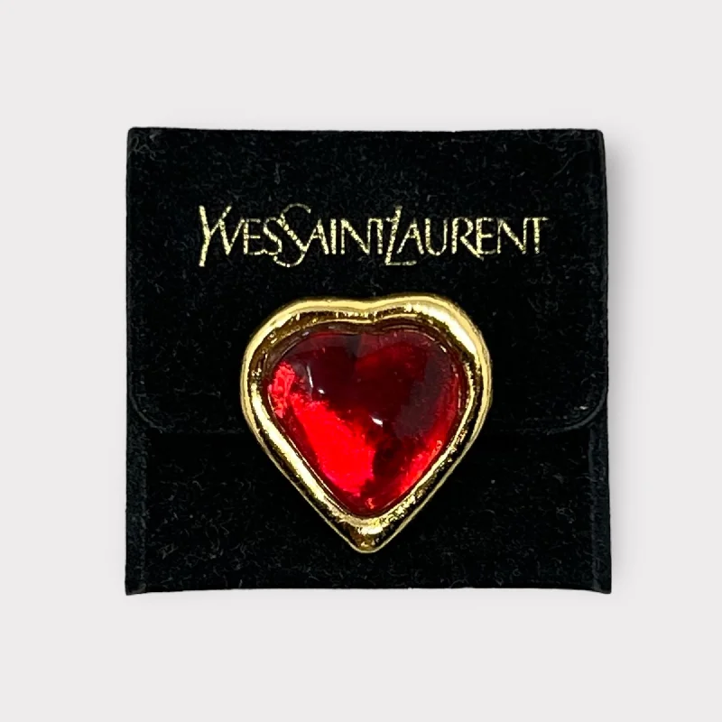 Chained design brooches-YSL Poured Glass Heart Brooch