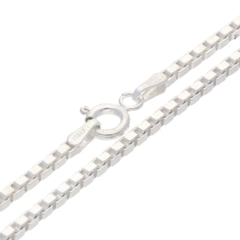 Georgian necklaces-2mm Sterling Silver Box Chain Necklace | Made in Italy