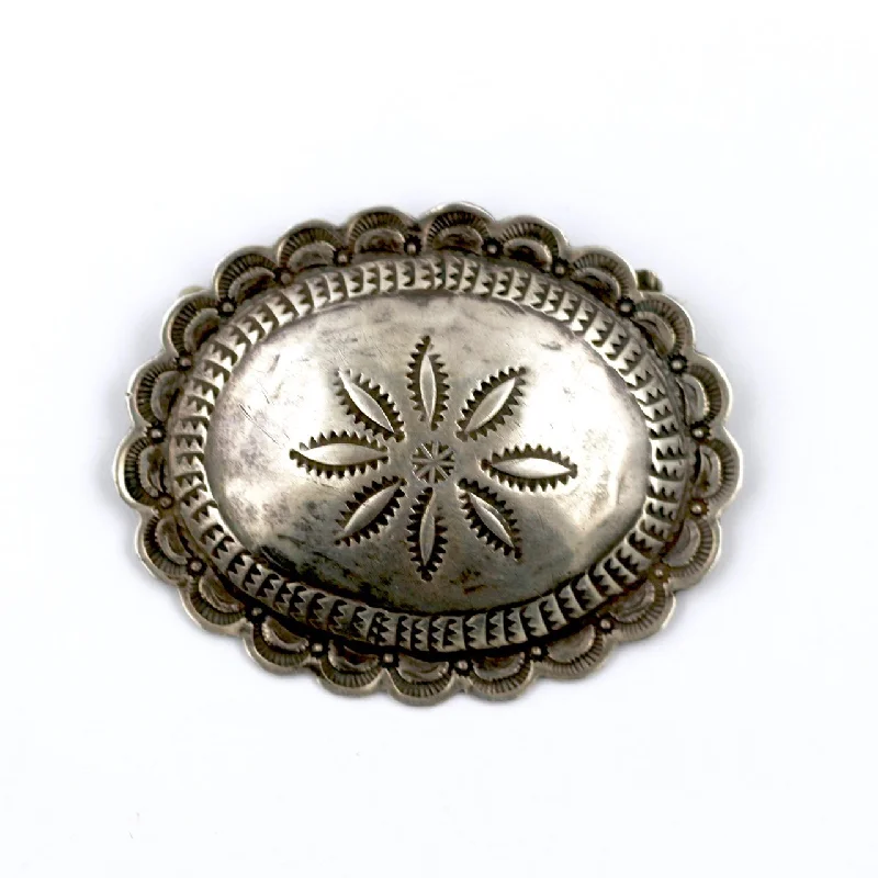 Woven motif brooches-1940's Navajo Concho Brooch