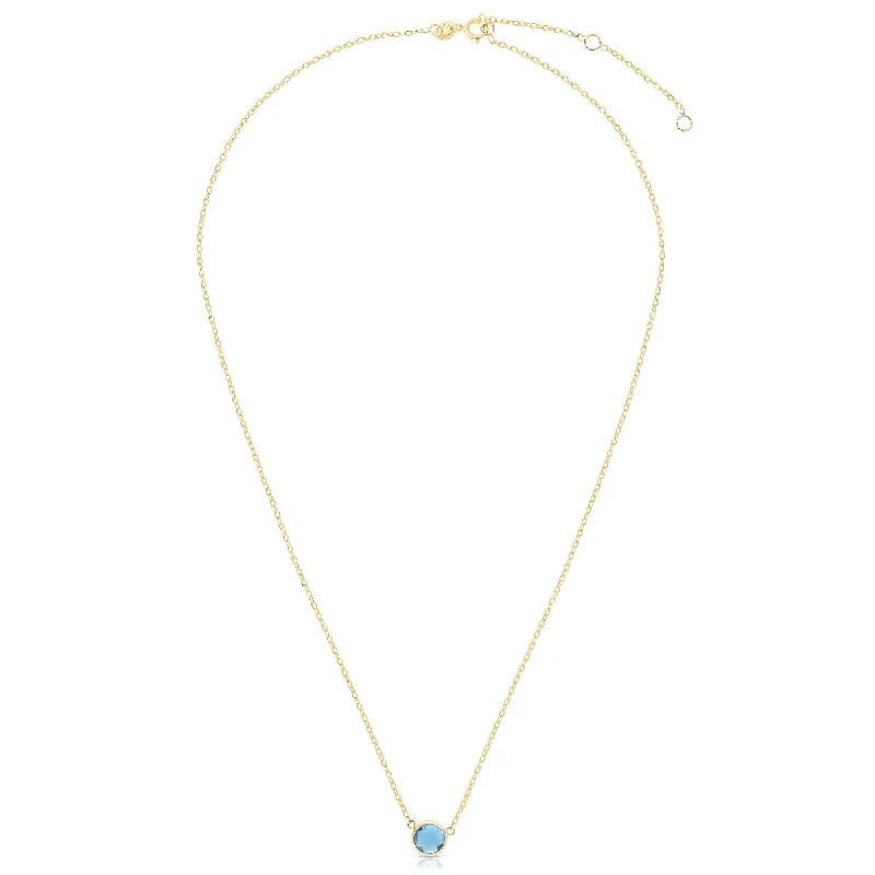 Braided link necklaces-14K Gold & Blue Topaz Solitaire Necklace