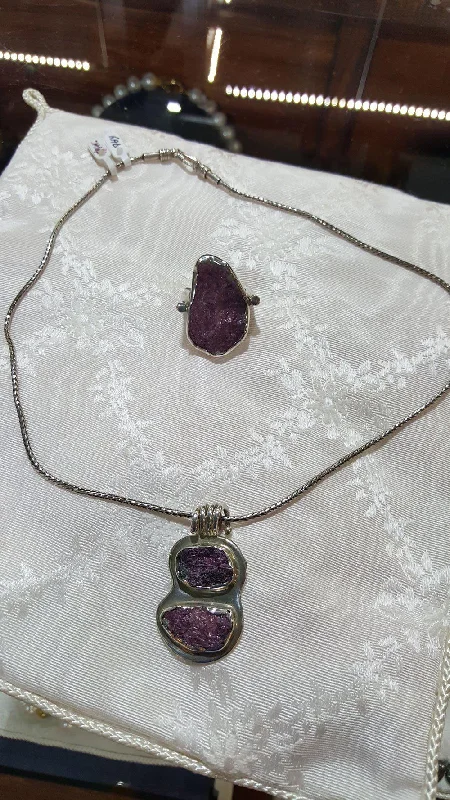 Tiger eye necklaces-Raw Purple Diopside, old chain, modern Necklace, modern Jewelry, Handmade Necklace, Greek Jewelry, Genuine Raw Diopside