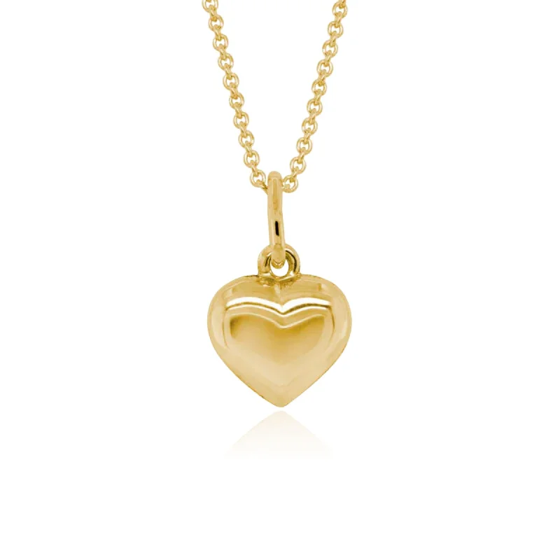 Heavy link necklaces-14K YELLOW GOLD 9MM PUFFED HEART NECKLACE, 14-15 INCHES