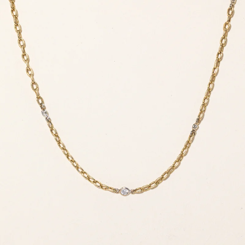 Trio birthstone necklaces-Diamond Link Necklace | 0.20ctw | 16" |