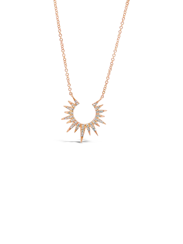 Sapphire pendant necklaces-Diamond Sunburst Necklace