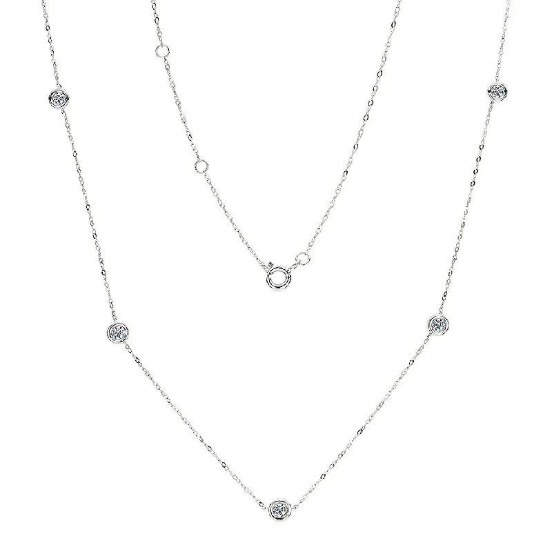 Square pendant necklaces-Premium Lab-Grown Diamond, 0.50 carat TW round brilliant necklace in 10 carat white gold