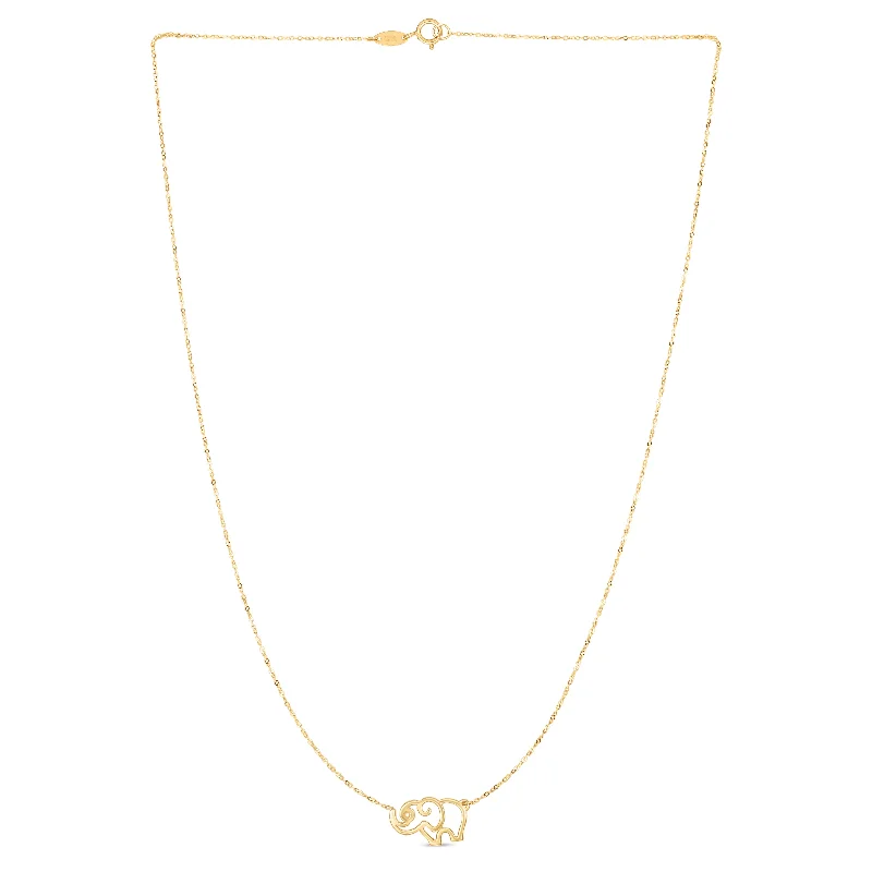 Off-center necklaces-14K Gold Elephant Necklace