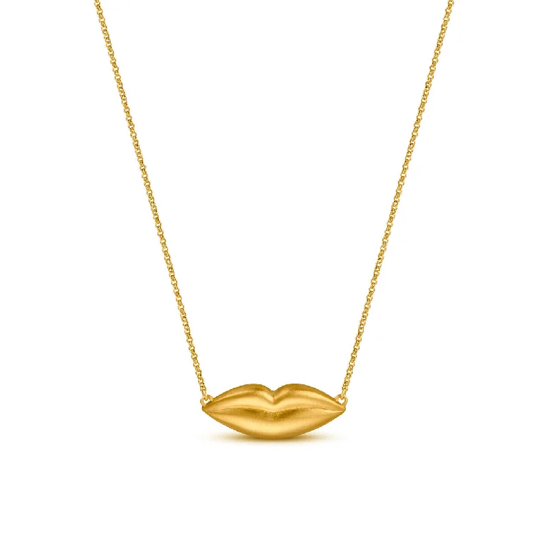 Polished wood necklaces-Dalí Lips Necklace - Gold