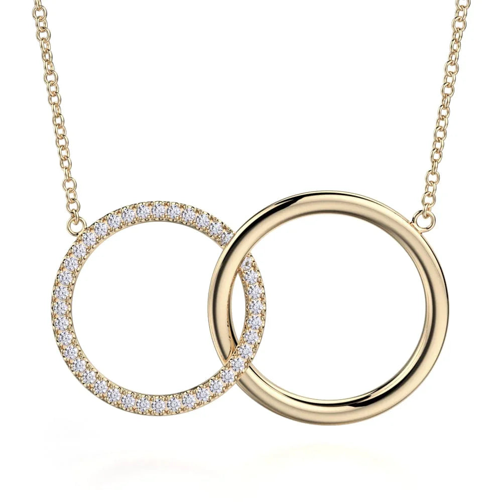 Bespoke initial necklaces-Double Diamond Circle Necklace P219YG