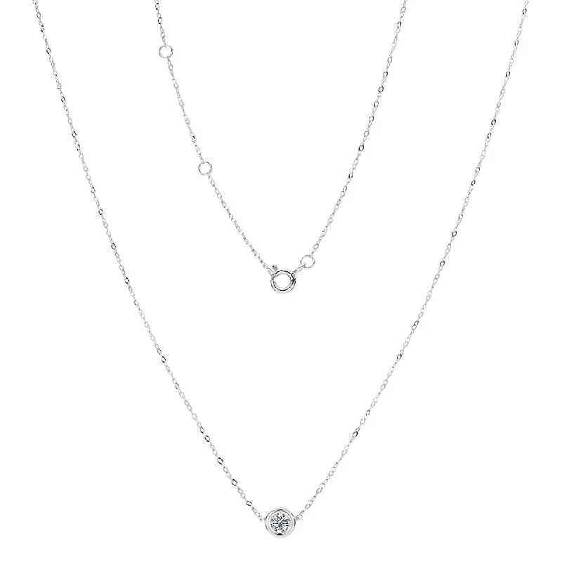 Georgian necklaces-Premium Lab-Grown Diamond, 0.25 carat round brilliant solitaire necklace in 10 carat white gold