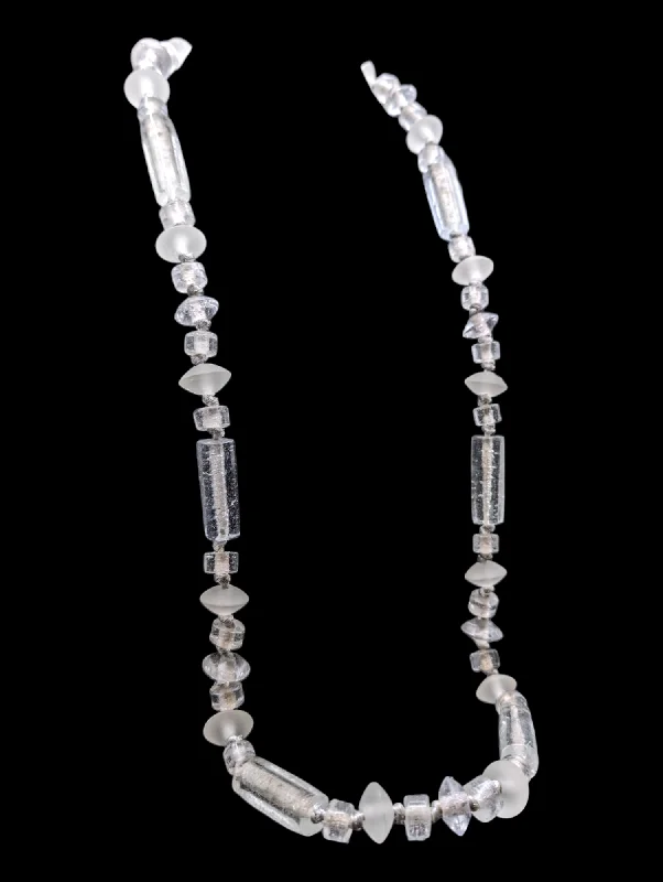 Curved design necklaces-Vintage NWT Liz Claiborne UV Glowing Crystal Byzantine and Silver Chunky Long Gemstone Necklace