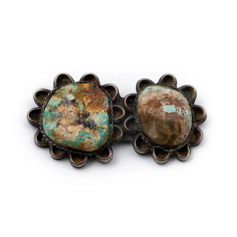 Beaded rim brooches-1940's McGinnis Turquoise Brooch