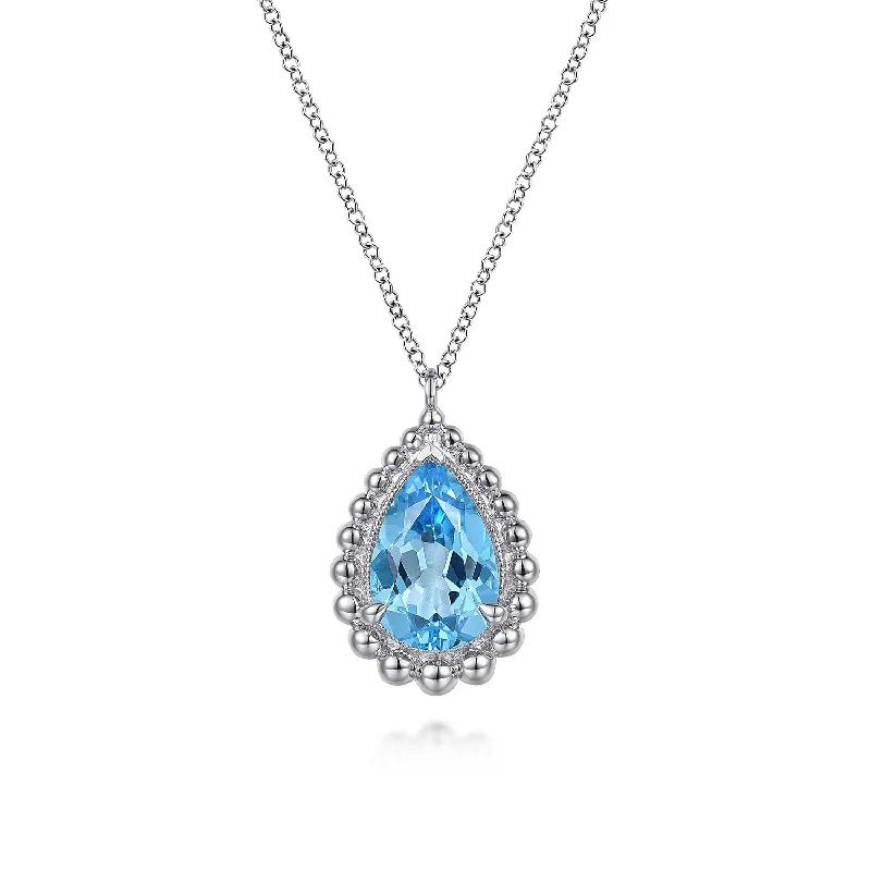 Swinging gem necklaces-Gabriel & Co. Sterling Silver Blue Topaz Pendant Necklace