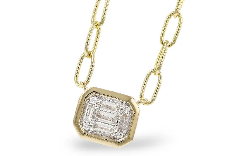 Subtle gem necklaces-14K Yellow Gold .14cttw Round & Baguette Diamond Necklace